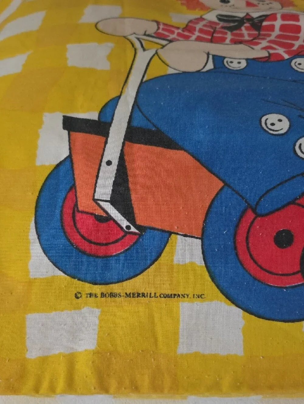 1970s Vintage Yellow Raggedy Dolls Ann and Andy Pillowcase Set Bedding Wasutta